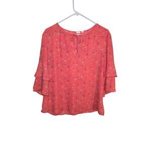 GAP Pink Coral Floral Blouse Womens Size L